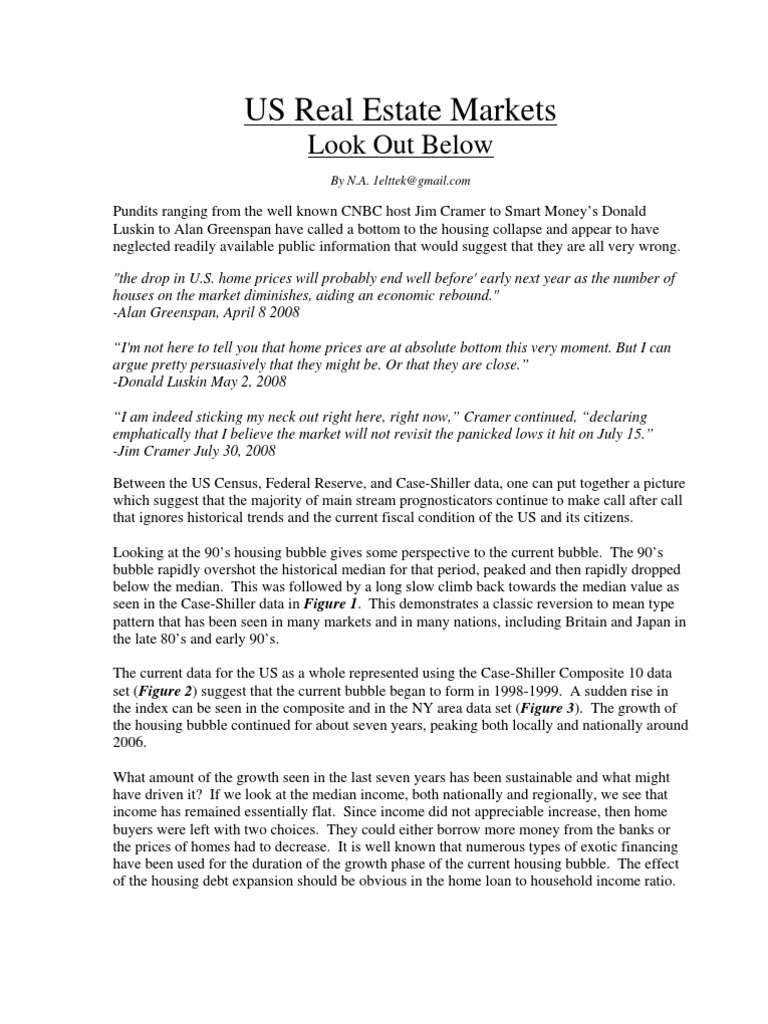 US Real Estate, Look Out Below PDF Loan To Value Ratio Economic