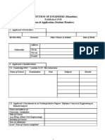 Institution of Engineers (Mauritius) Form of Application (Student Member)