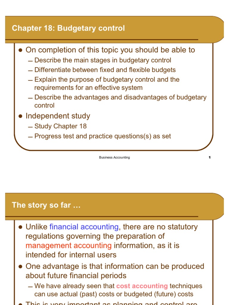 Budgetary Control Budget Accounting