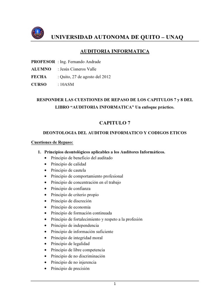 Ética y Responsabilidad del Auditor | PDF | Contralor | Derecho laboral