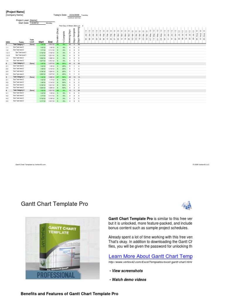 Project Management Gantt Chart Template | PDF | Microsoft Excel ...