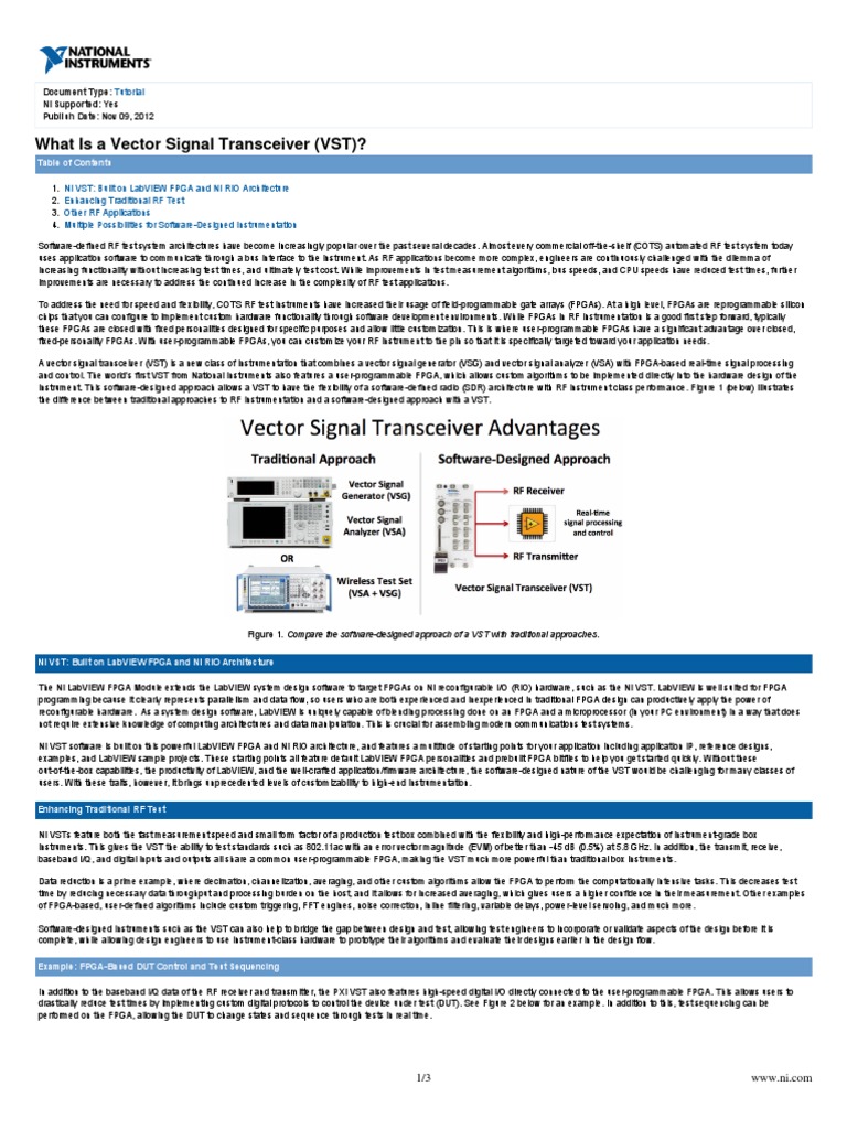 What Is A Vector Signal Transceiver (VST) ? Tutorial PDF Field