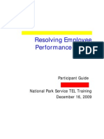 Resolving Employee Performance Issues: Participant Guide National Park Service TEL Training December 16, 2009