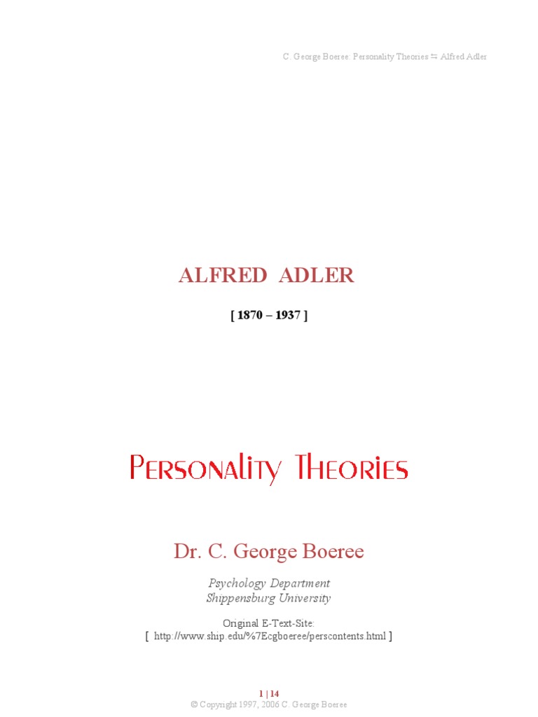 Alfred Adler | PDF | Sigmund Freud | Cognition