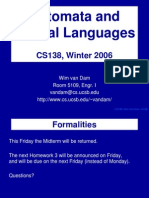 Automata and Formal Languages: CS138, Winter 2006