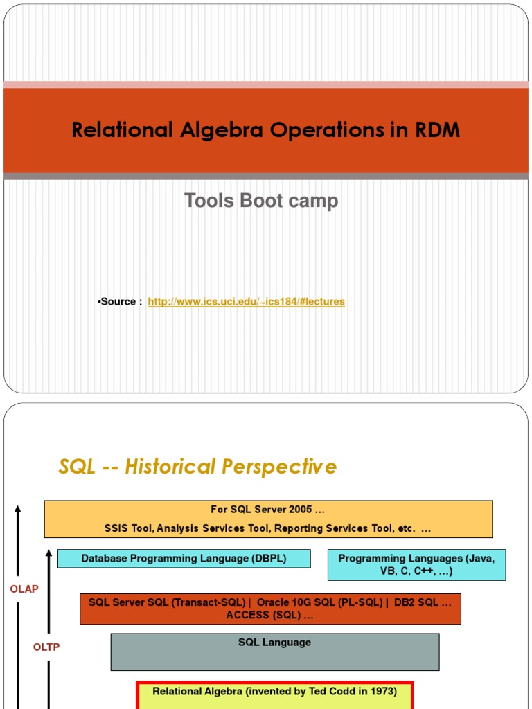 Relational Algebra Operations in RDM: Tools Boot Camp | PDF ...