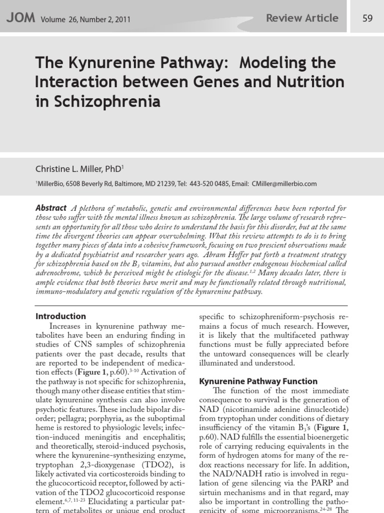 Kynurenine Pathway in Schizophrenia Analysis | PDF | Phenylalanine ...