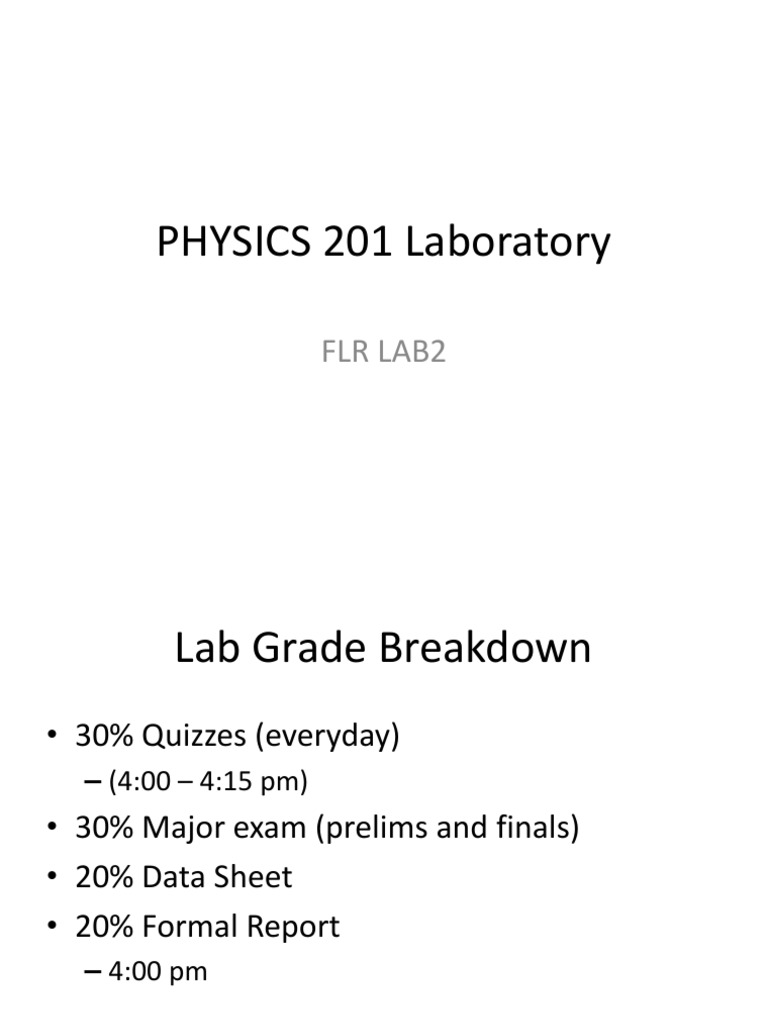 Physics 201 Lab Guidelines And Grading Pdf