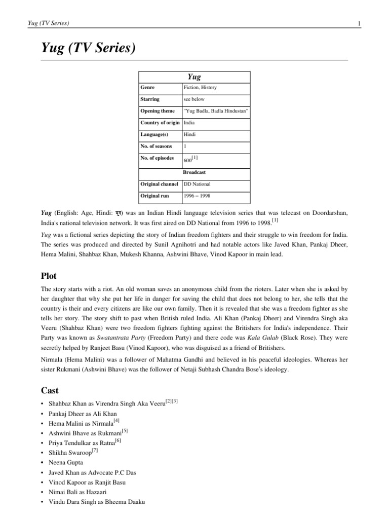 Yug Tv Series Yug Serial Cast