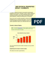 Atomic and Physical Properties of The Group 1 Elements
