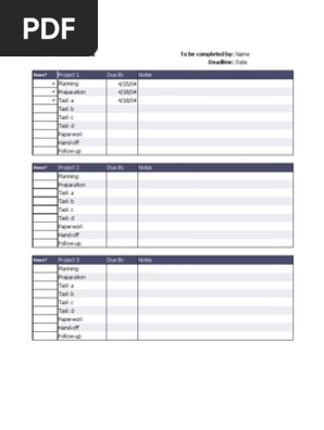 To Do List for Projects