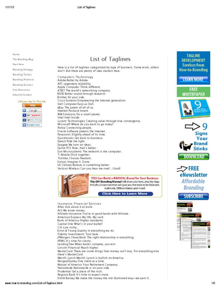 List of Taglines Dell Intel