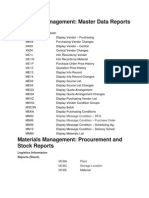 Materials Management Master Data Reports