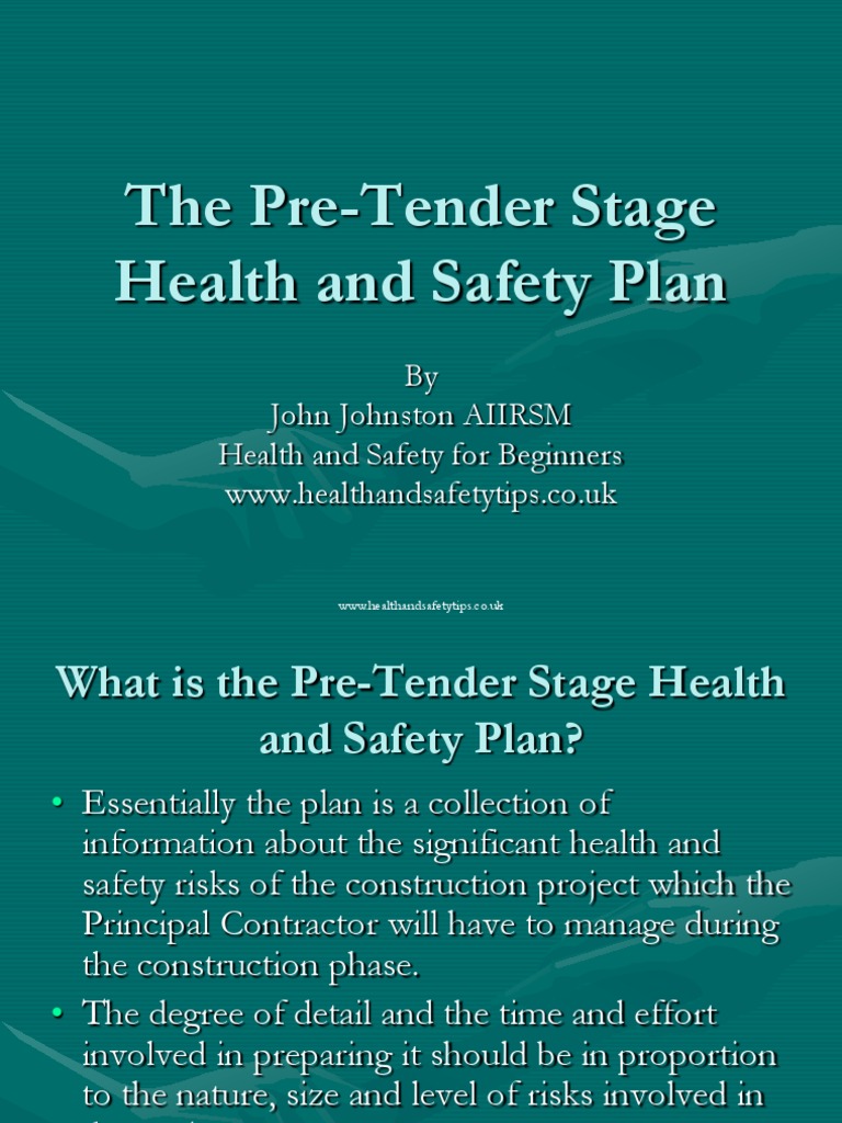 Pre TenderPlan | PDF | Occupational Safety And Health | General Contractor