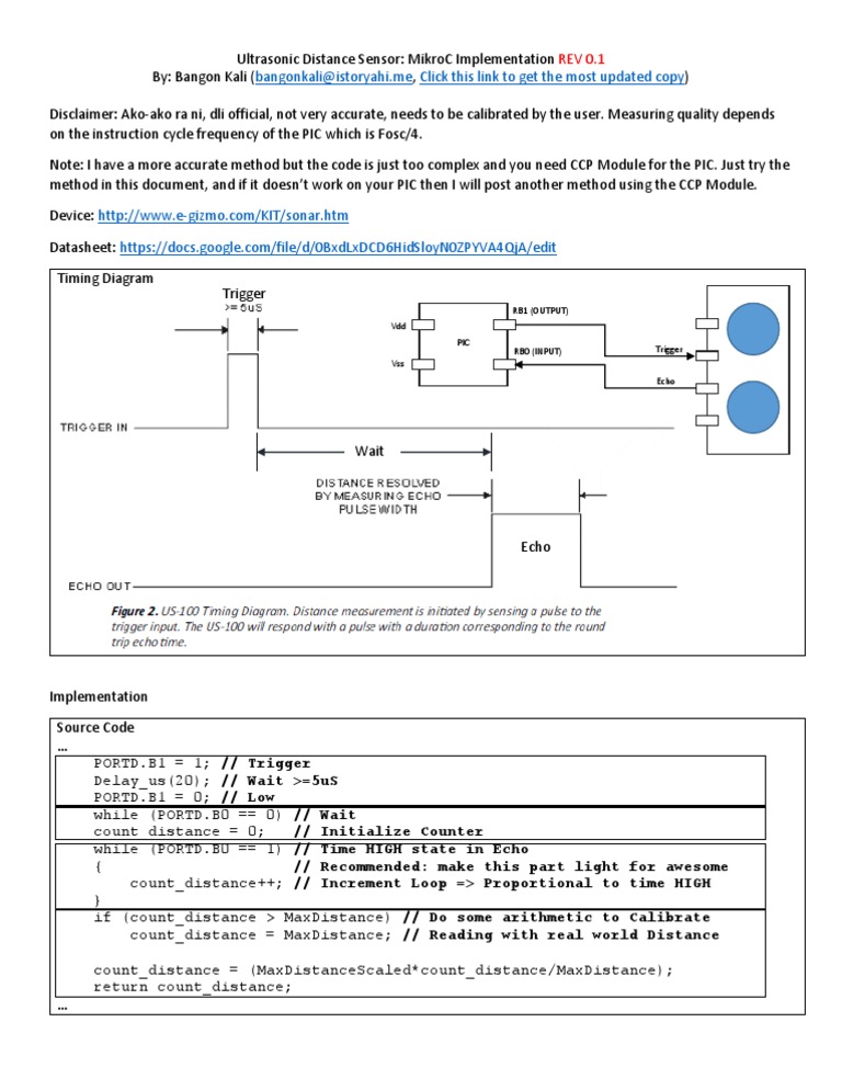 Ultrasonic Distance Sensor Circuit Diagram