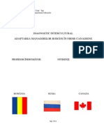 Diagnostic Intercultural - Romania, Rusia, Canada