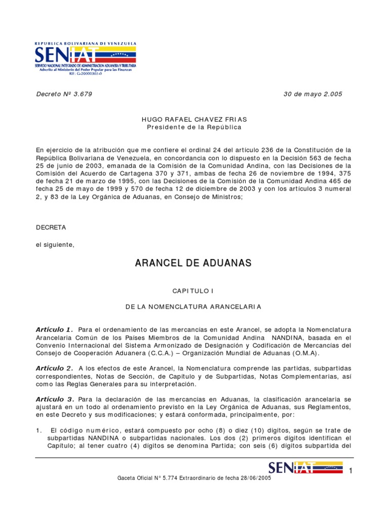 Arancel de Aduanas en Venezuela | PDF | aduana | Papel