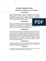 Ley de Bnacos y Grupos Financieros Decreto No. 19-2002