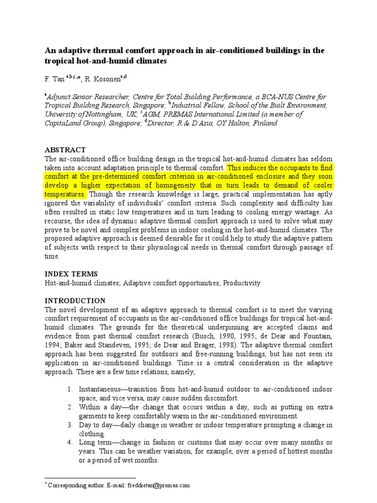 Adaptive Thermal Comfort in Offices | PDF | Science & Mathematics