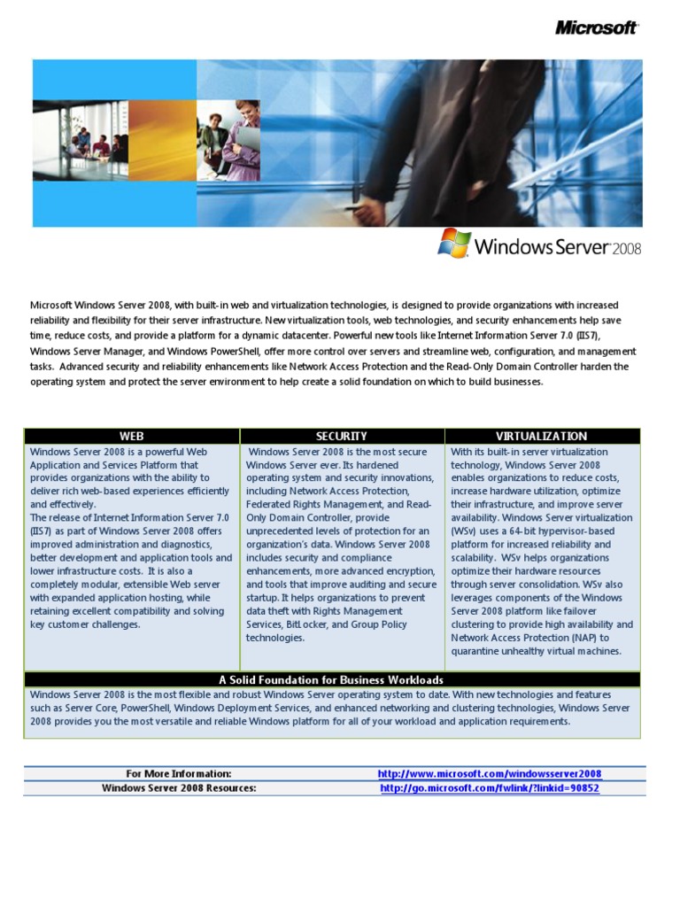 Data Sheet Windows2008Server | PDF | Windows Server 2008 | Windows ...