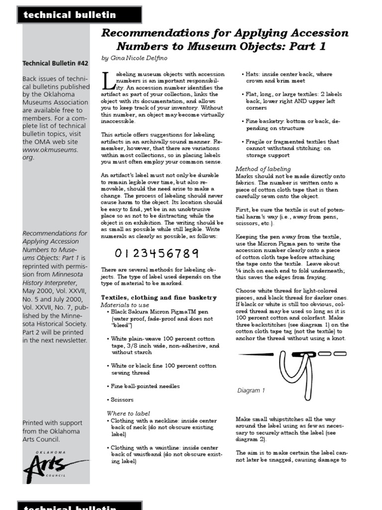 Labeling Museum Accession Numbers | PDF | Beadwork | Textiles