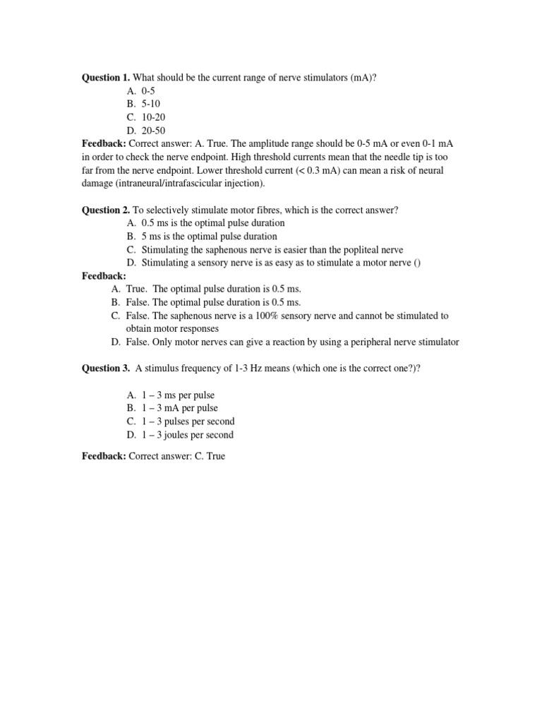 Past MCQ in Regional Anaesthesia | PDF | Pain | Medicine