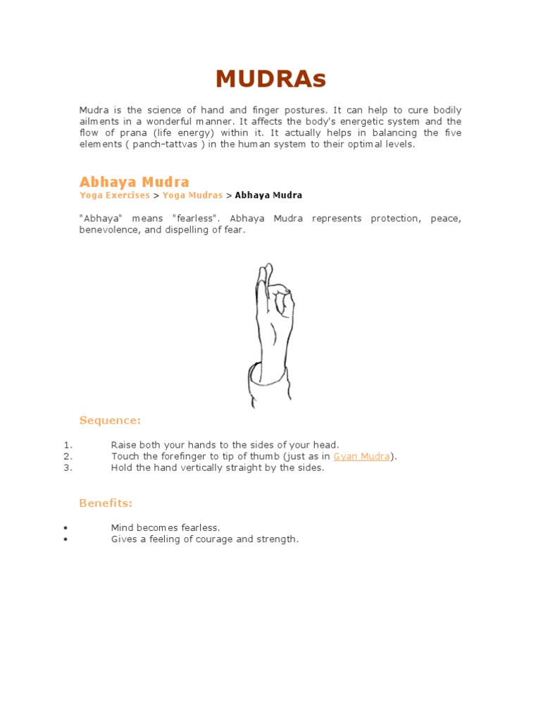 Mudras (Finger Postures) - Yoga | PDF
