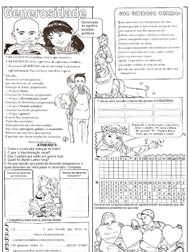 Atividades sobre Generosidade e Bondade | PDF | Ciências Sociais