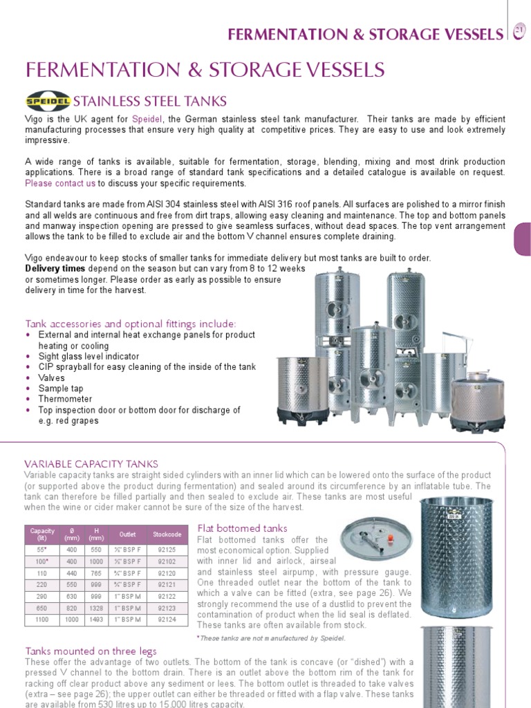 Catalogue Fermentation Storage Vessels | PDF | Barrel | Fermentation In ...