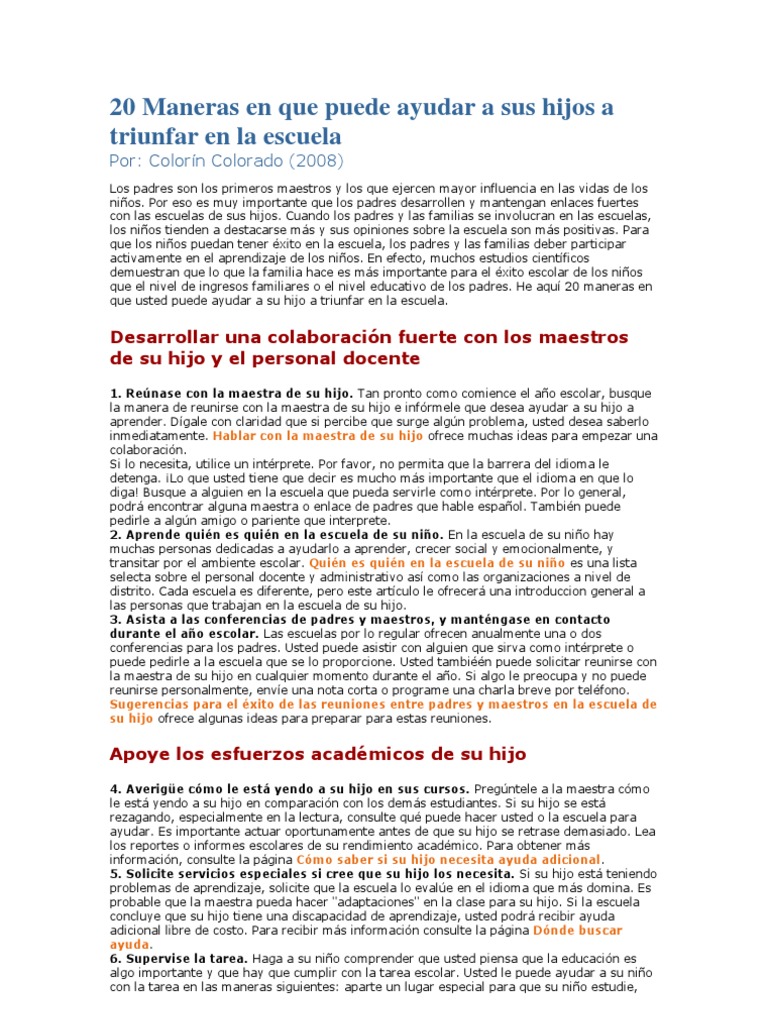 Estrategias para el Éxito Escolar Infantil | PDF | Lectura (proceso ...