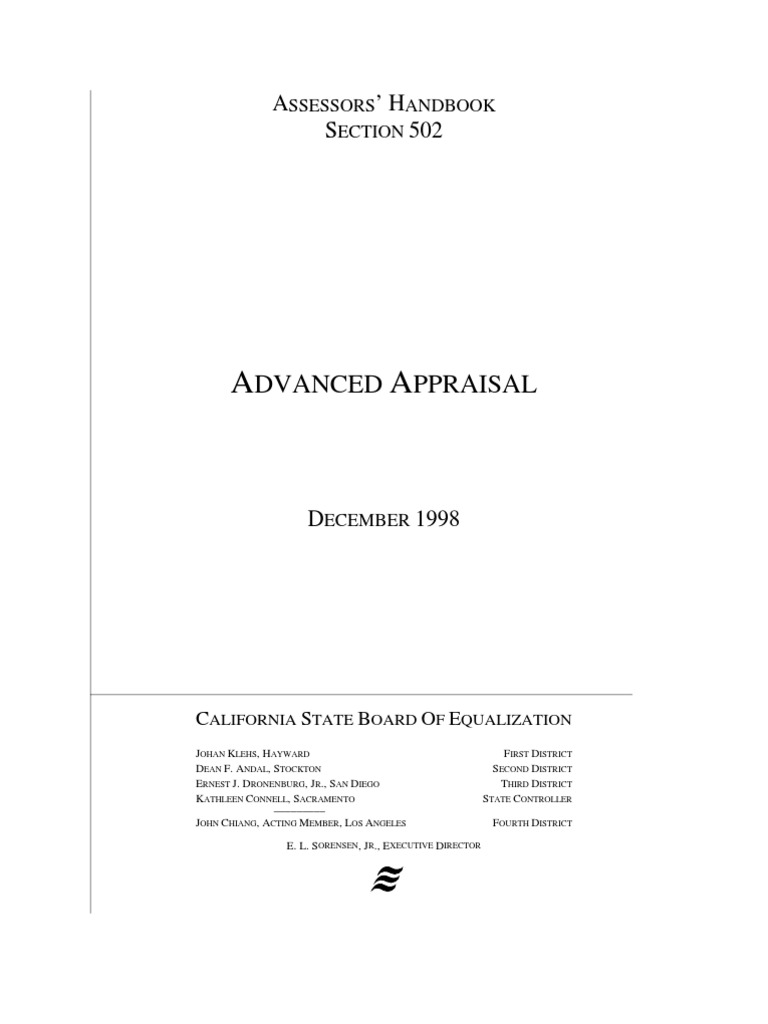 Assessors Handbook Real Estate Appraisal Market Value