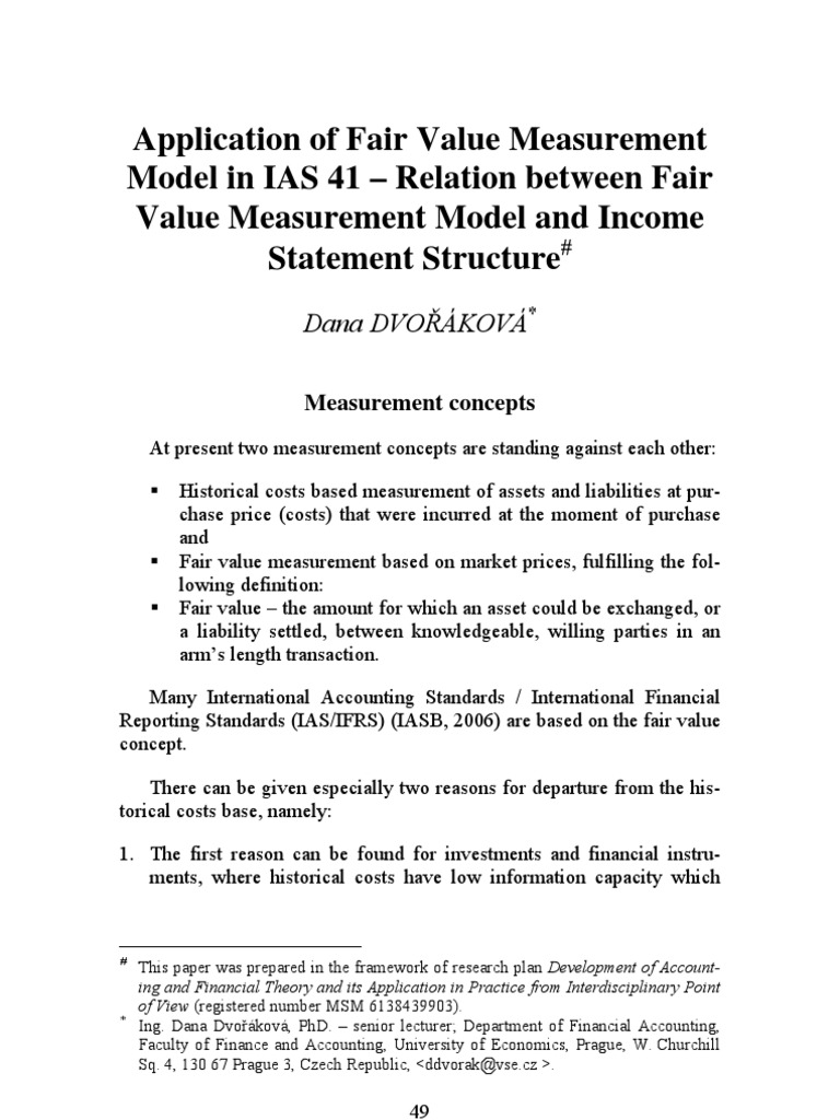 Fair Value Measurement in IAS 41 Explained | PDF | Historical Cost ...
