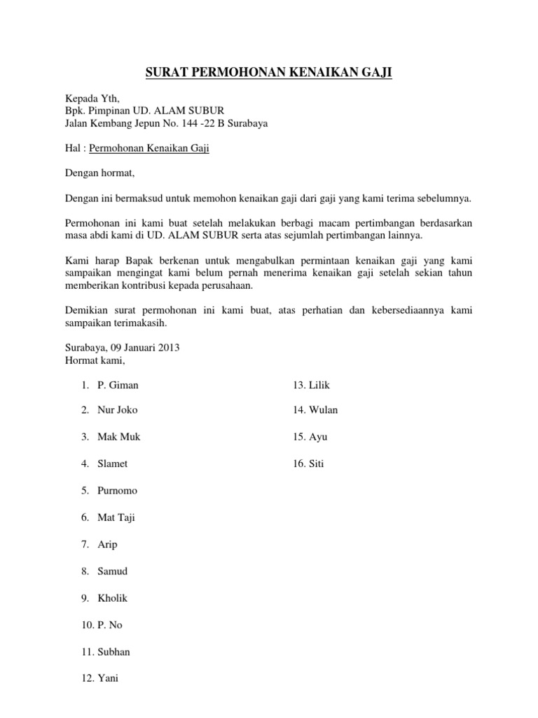 Surat Rasmi Permohonan Gaji Blog Mesra e