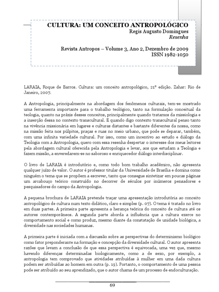 Resumo Do Livro Cultura Um Conceito Antropológico