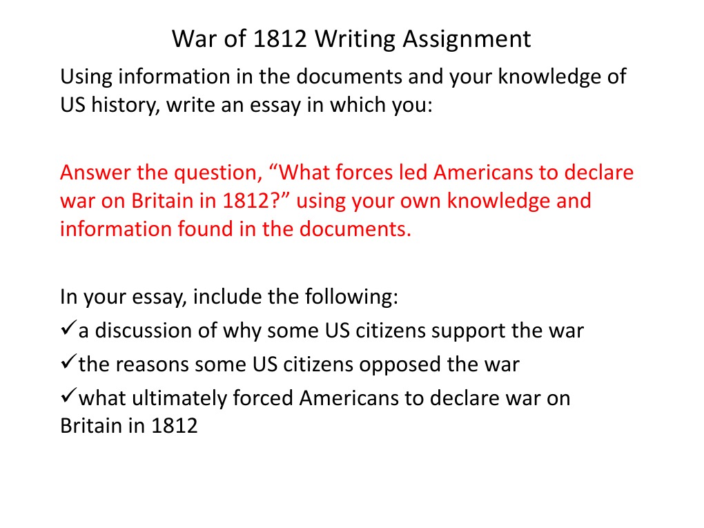 war of 1812 persuasive essay