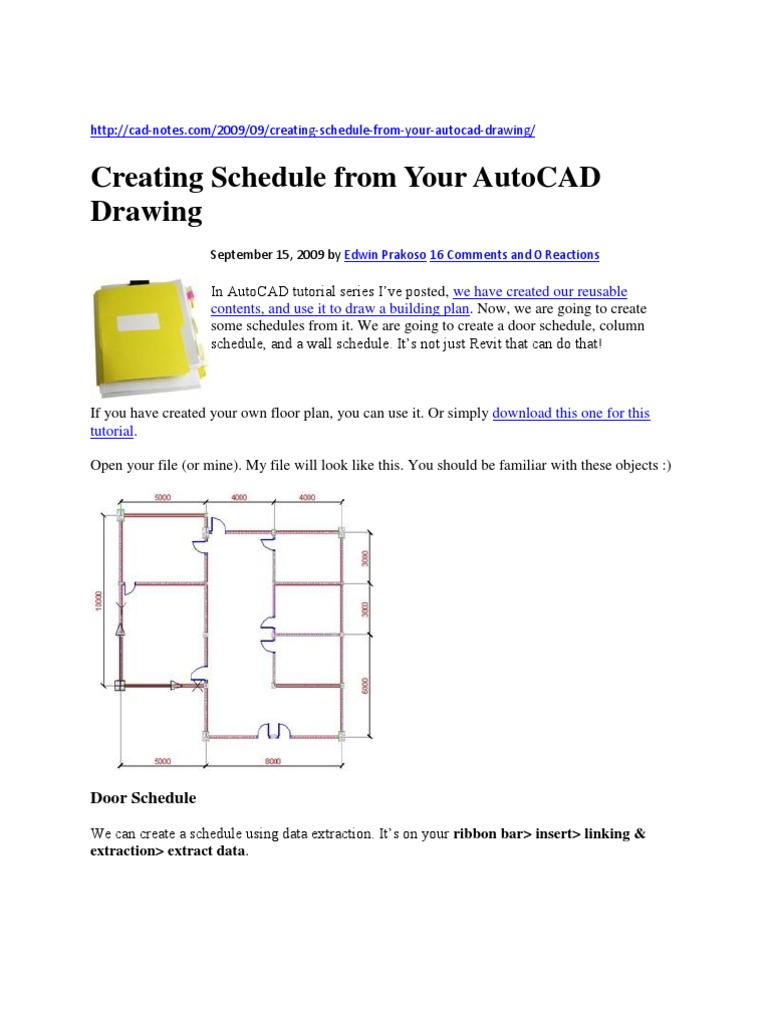 Creating Schedules in AutoCAD | PDF | Microsoft Excel | Auto Cad