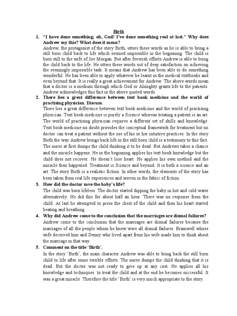 Birth Questions and Answers | PDF | Physician | Medicine