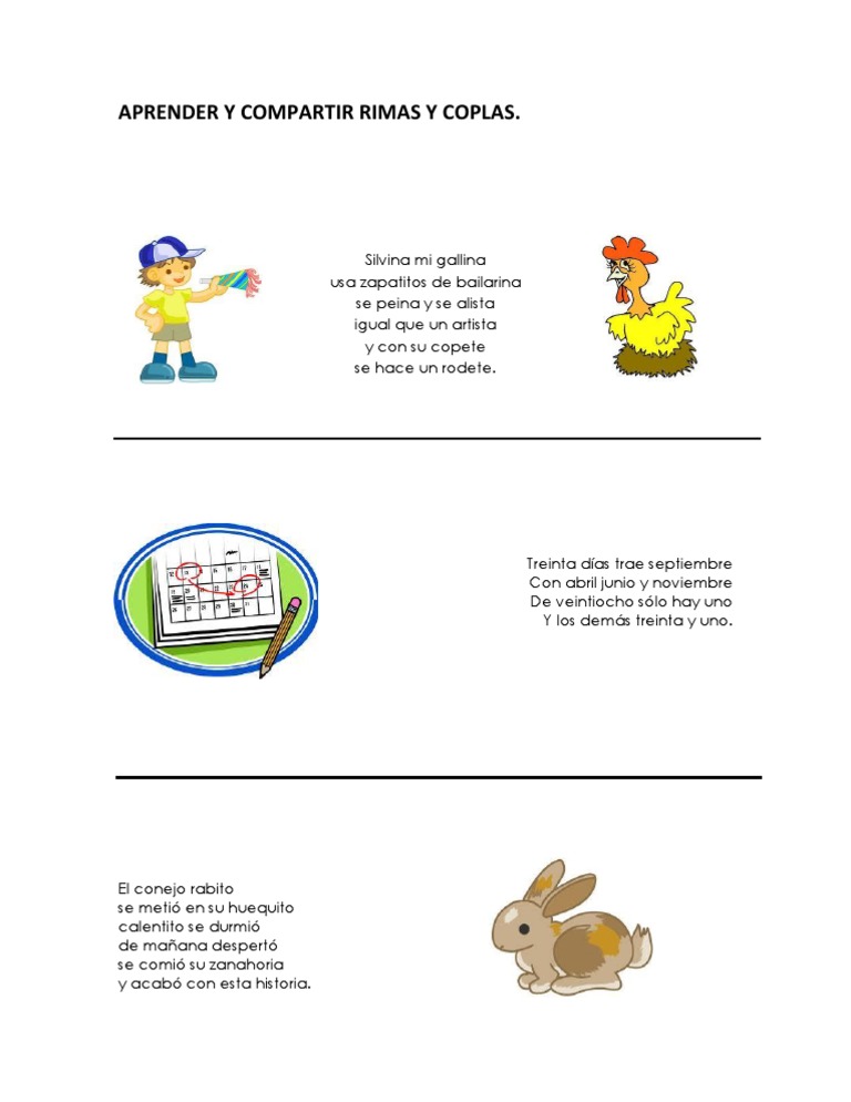 Aprender y Compartir Rimas y Coplas | PDF