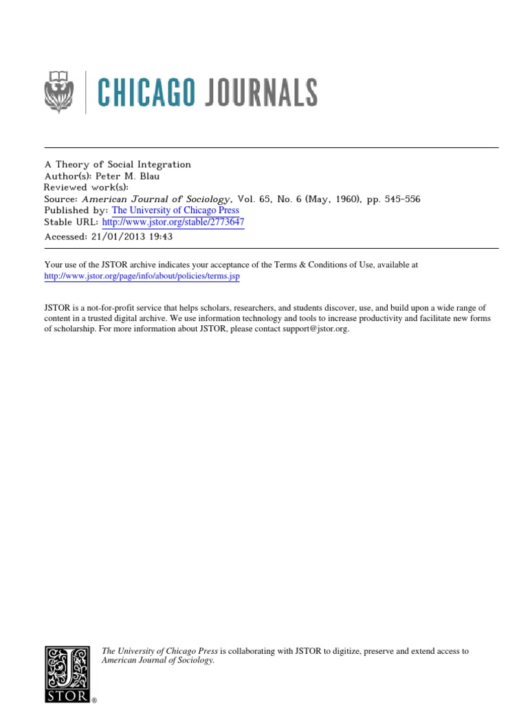 A Theory of Social Integration PDF Theory Scientific Method