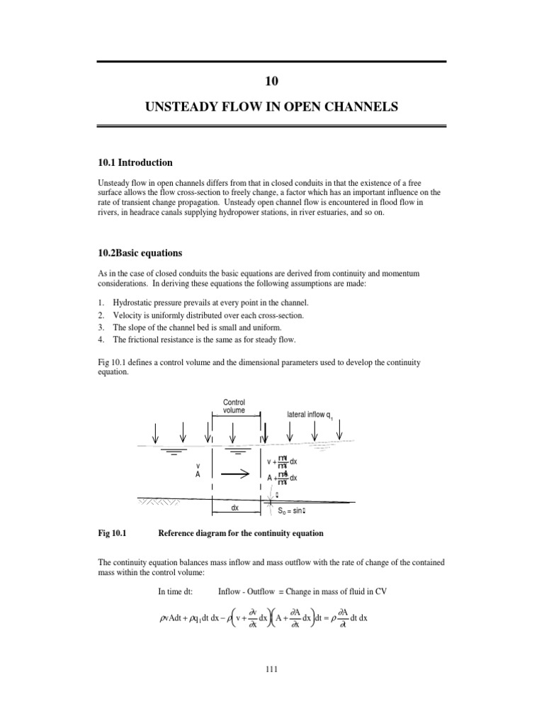 Unsteady Flow Dynamics in Open Channels | PDF | Fluid Dynamics | Waves
