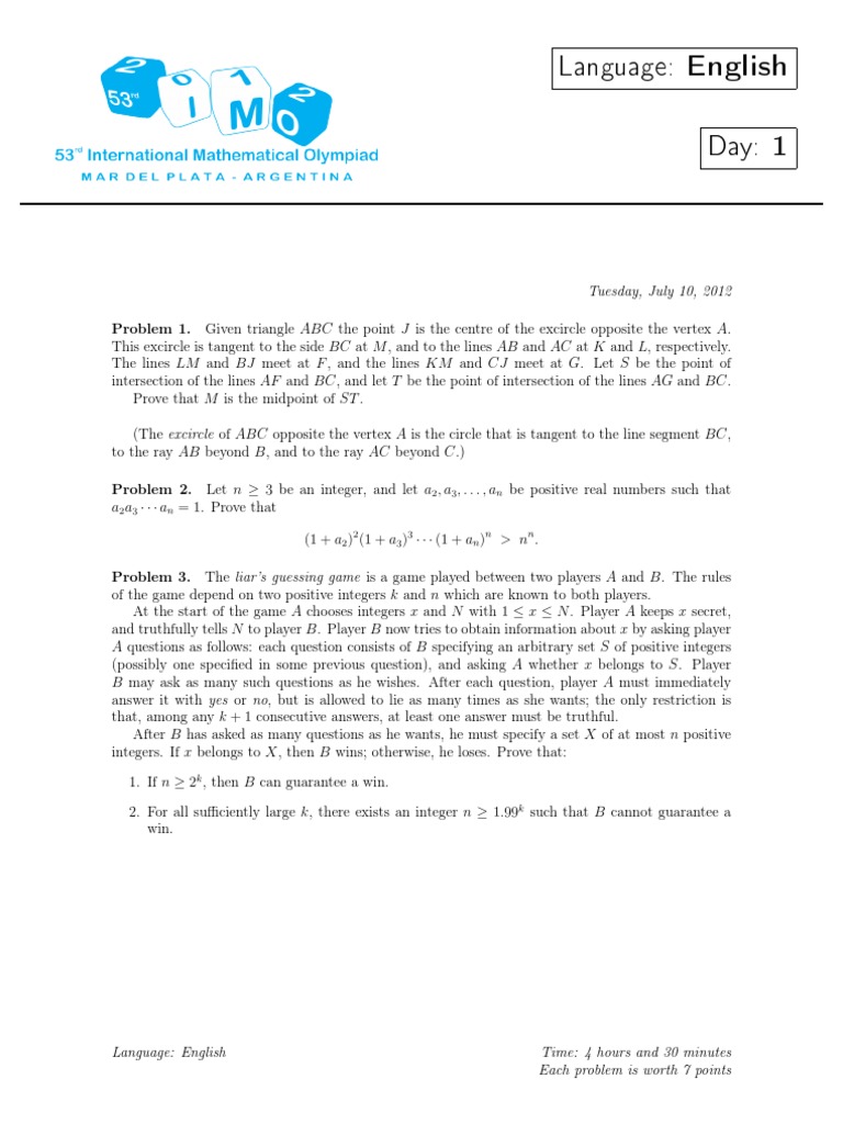 Math Olympiad Questions | PDF