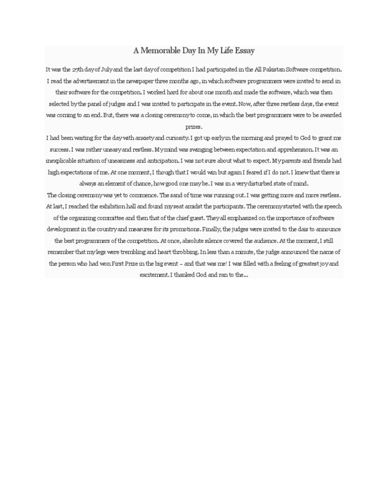 essay on memorable day in my college life