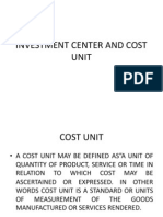 Investment Center and Cost Unit