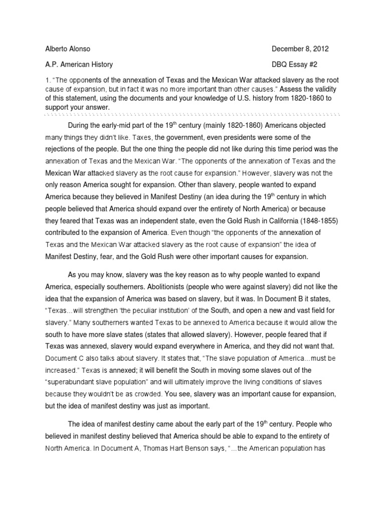 The Annexation of Texas and Attack On Slavery PDF MexicanAmerican