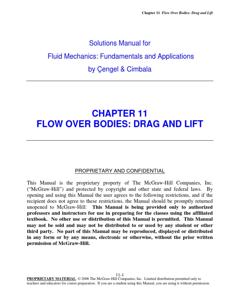 Chapter 11 Cengal | Drag (Physics) | Lift (Force). Documents Fluid Mechanics  Yunus Cengel 2nd Edition Solution Manual ...