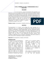 Aplicación de La Primera Ley de La Termodinamica A La Industria