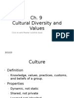 Cultural Diversity and Values: Click To Edit Master Subtitle Style