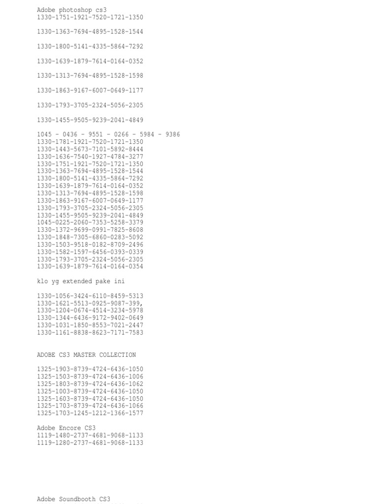 Serial Number Cs3 PDF