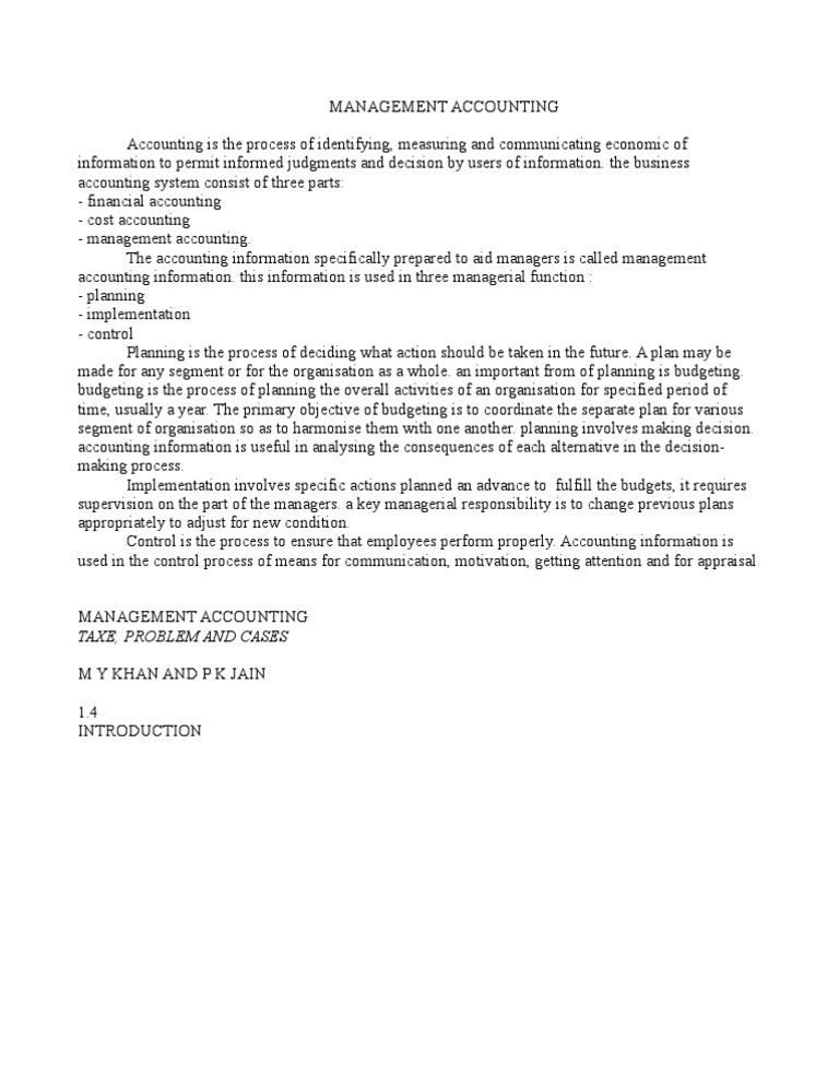 Management Accounting | PDF