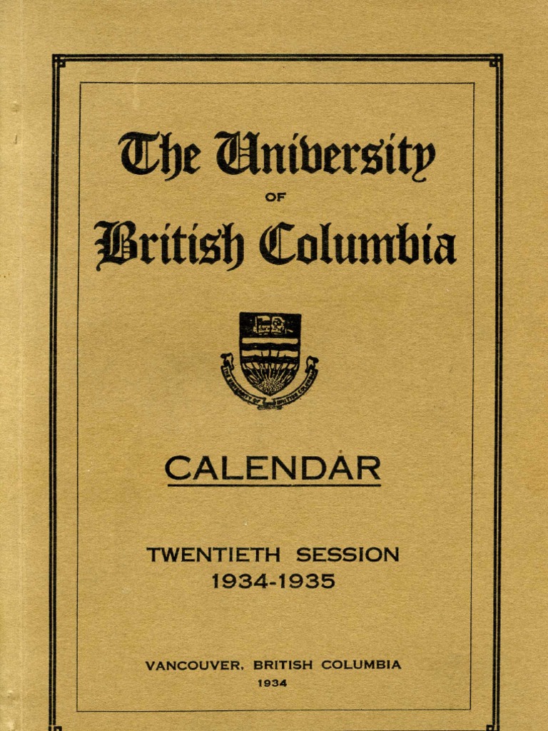 UBC Calendar 1934 35 Graduate School Academic Degree